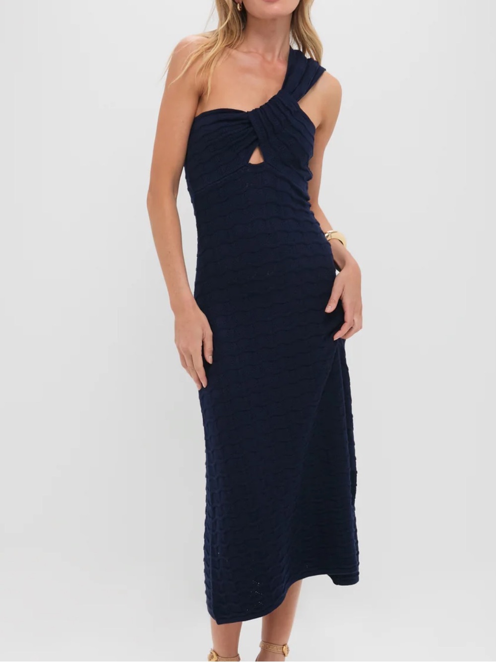 NWT Tuckernuck HYACINTH HOUSE
Navy Knit One Shoulder Nicole Midi Dress Sz Small